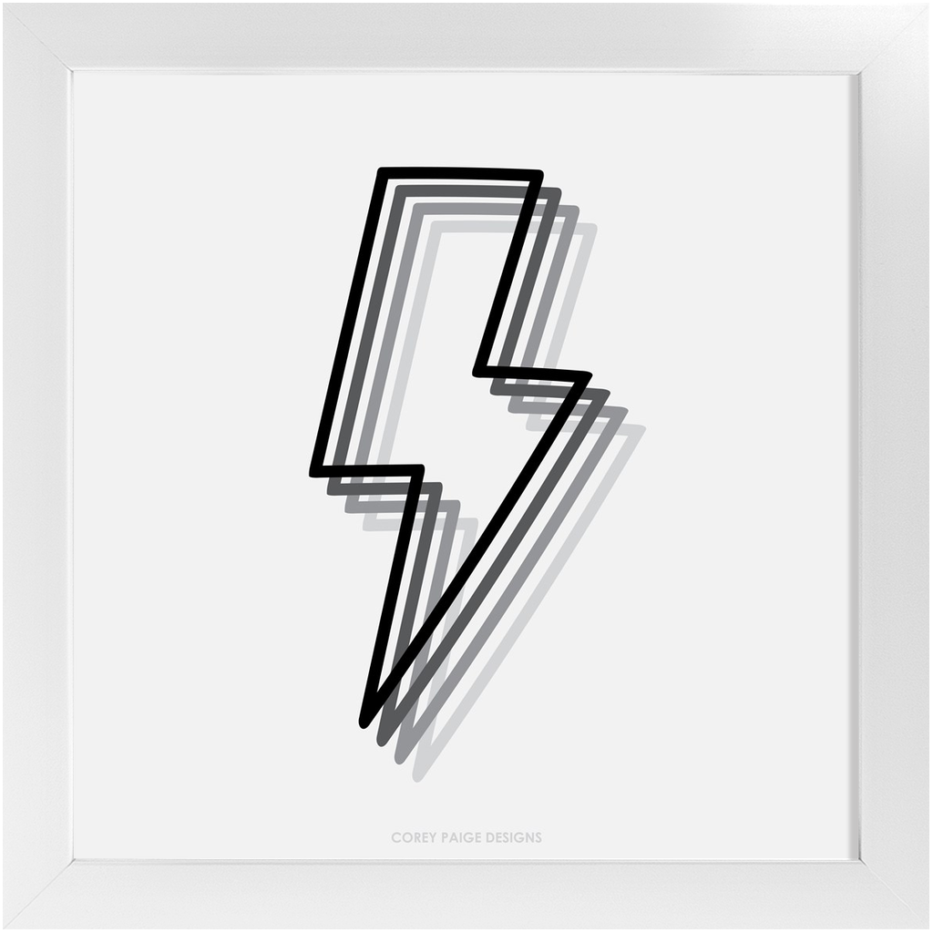 Shadowed Lightning Bolt Framed Print