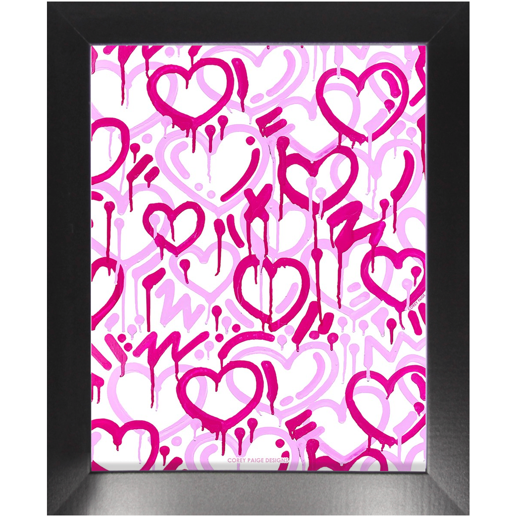 Pink Electric Love Portrait Framed Print
