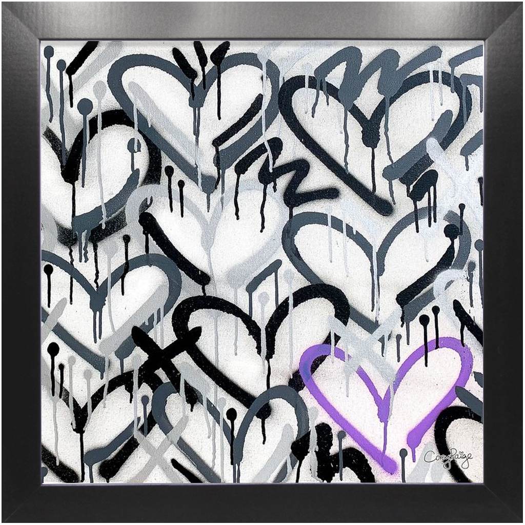 Gray Graffiti Accent Heart Framed Print