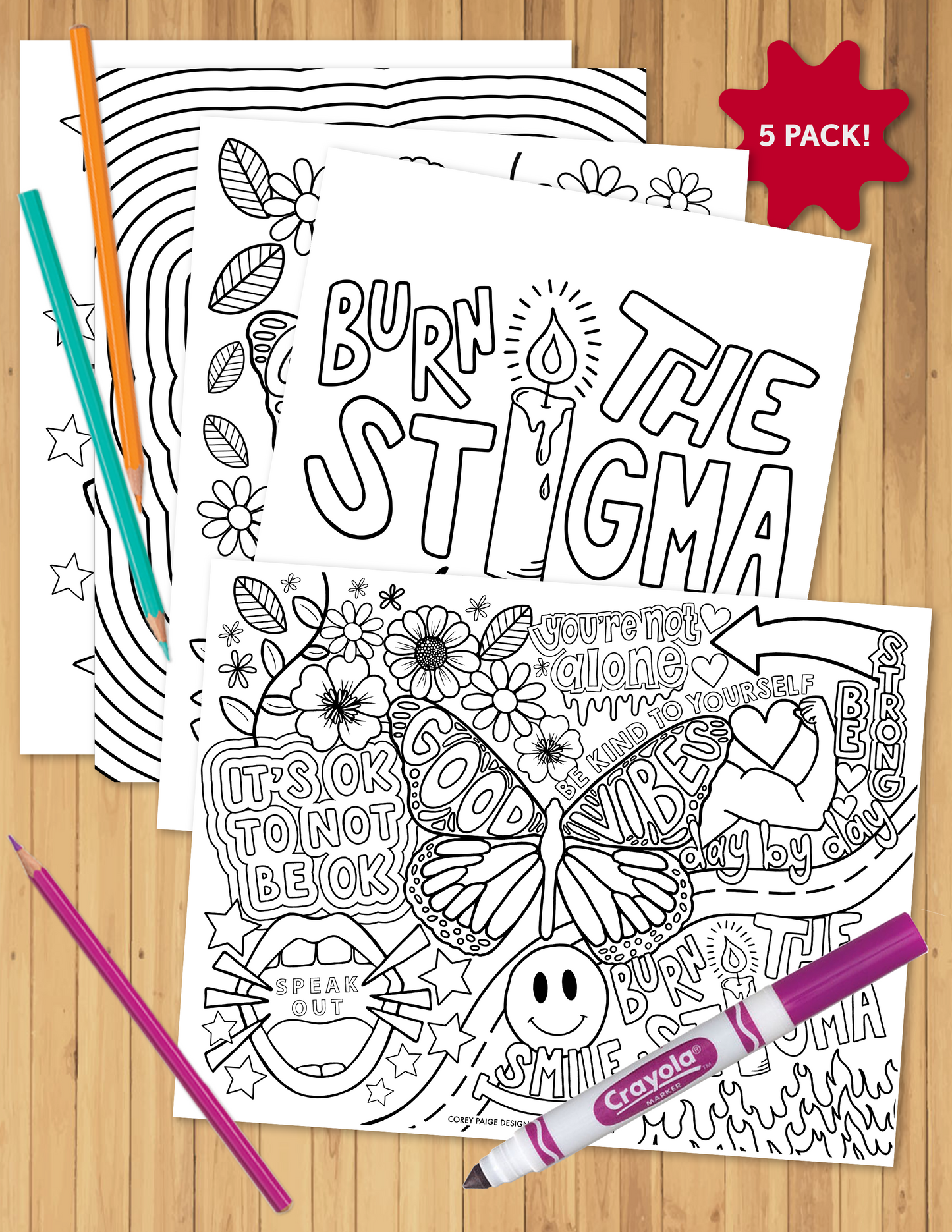 YourMomCares x Corey Paige Designs Coloring Sheet Pack