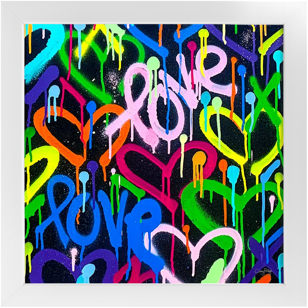 Rainbow & Black Love & Hearts Framed Print