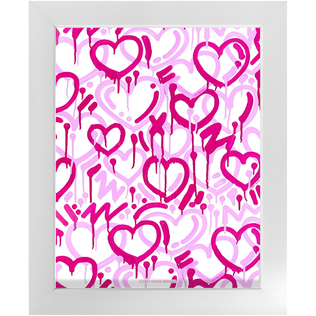Pink Electric Love Portrait Framed Print
