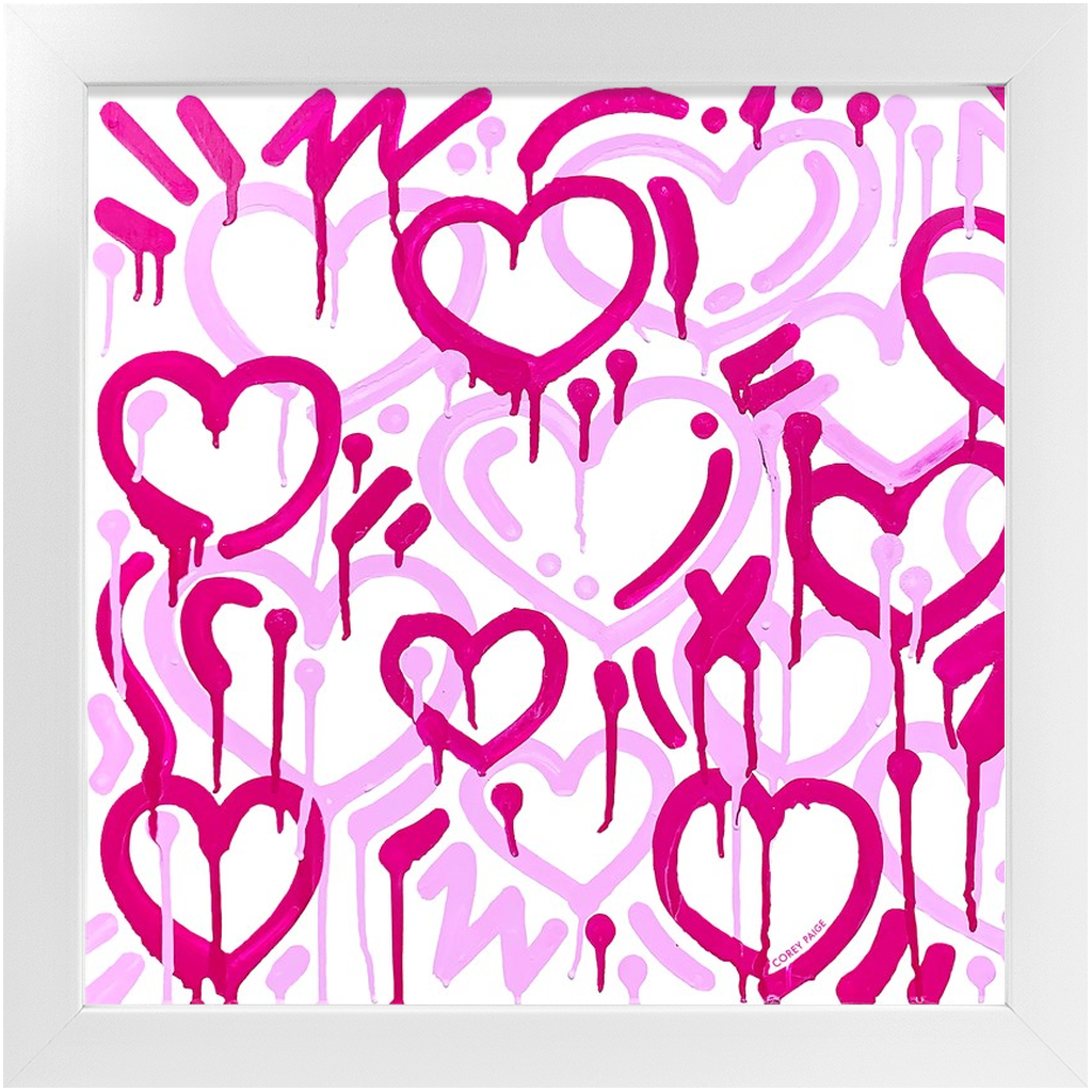Pink & White Electric Love Framed Print