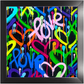 Rainbow & Black Love & Hearts Framed Print