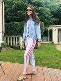Beachy Camo Double Red Stripe Leggings