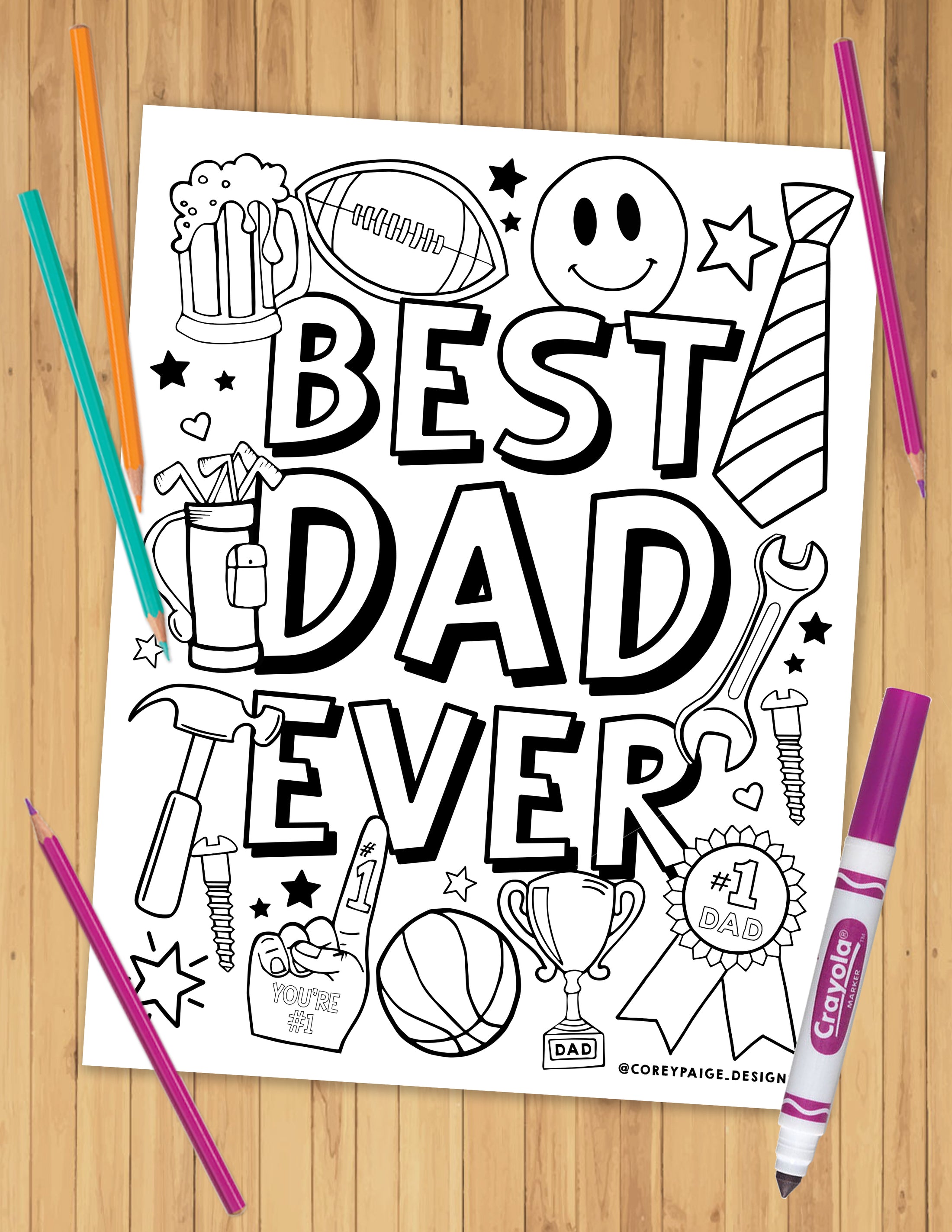 Best Dad Ever Coloring Sheet
