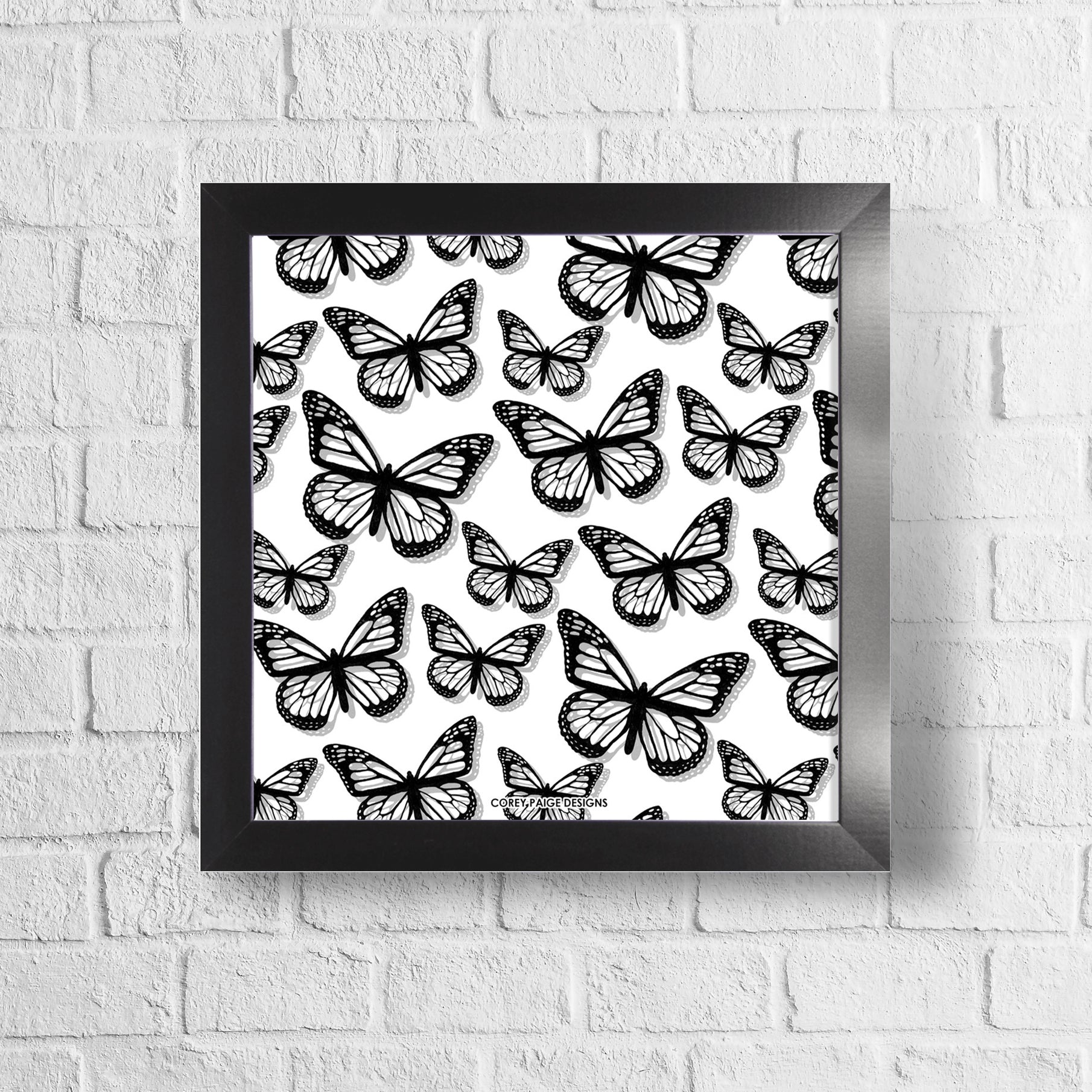 Black Butterflies Framed Print