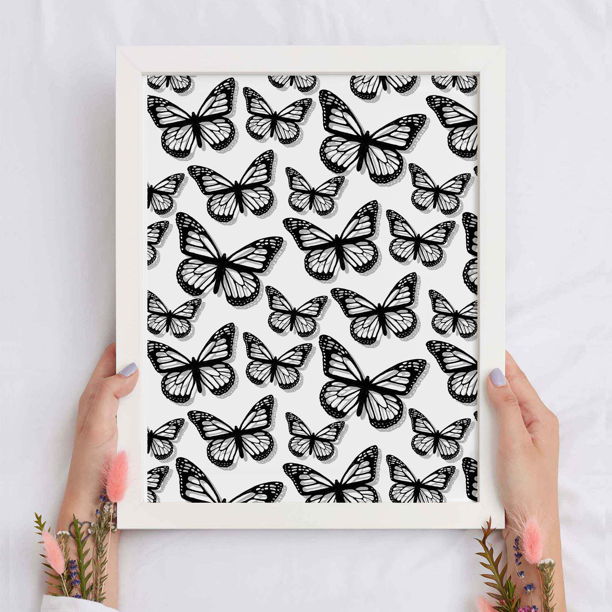 Black Butterflies Framed Print