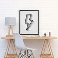 Load image into Gallery viewer, Shadowed Lightning Bolt Framed Print
