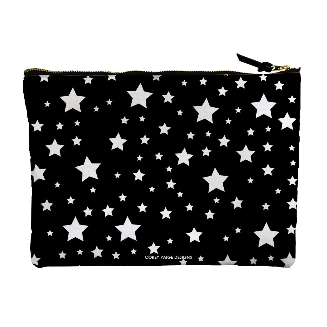 White Stars Black Accessory Pouch