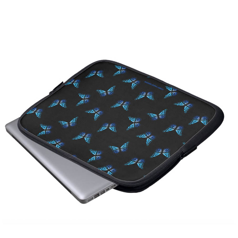 Blue Butterflies Black Laptop Sleeve