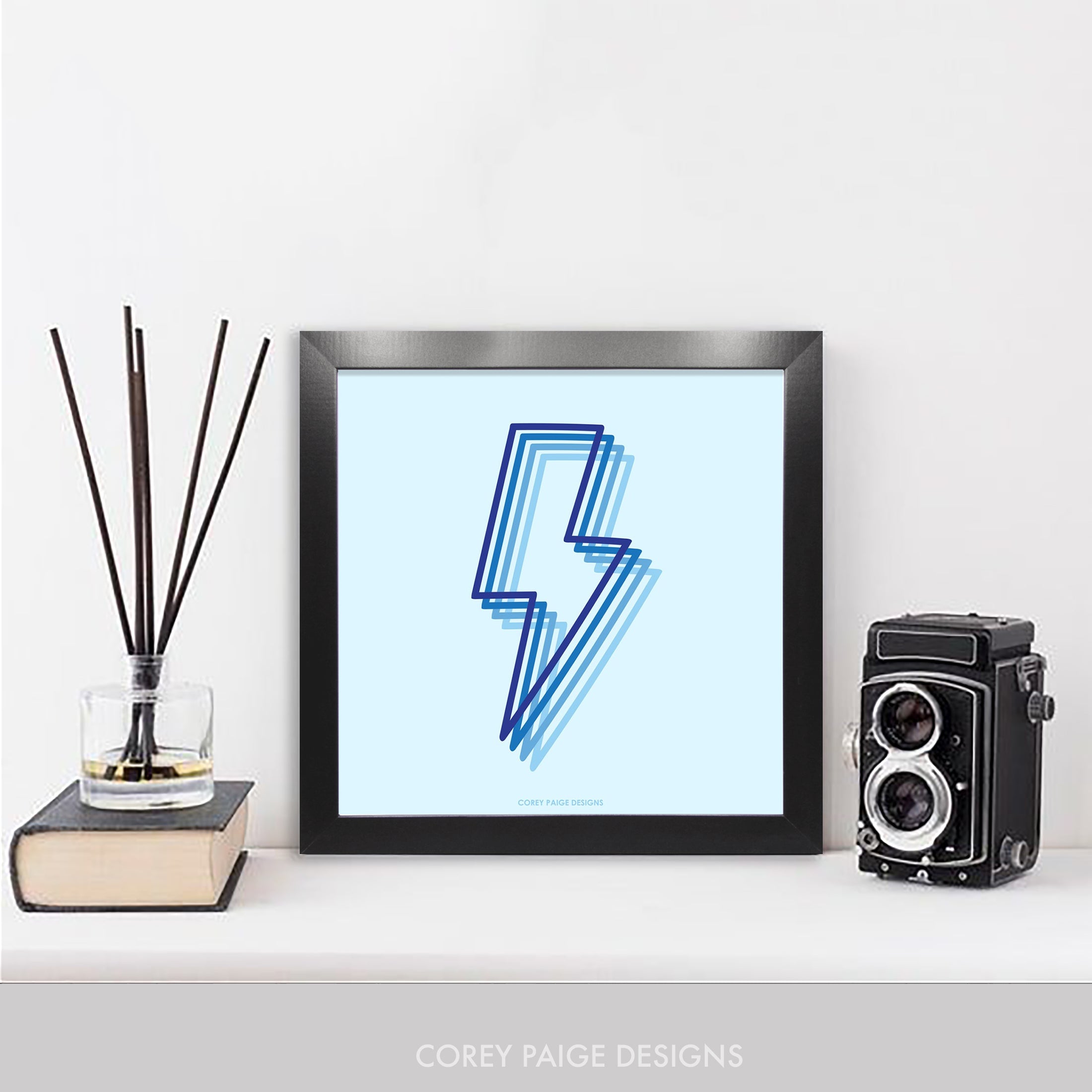 Shadowed Lightning Bolt Framed Print