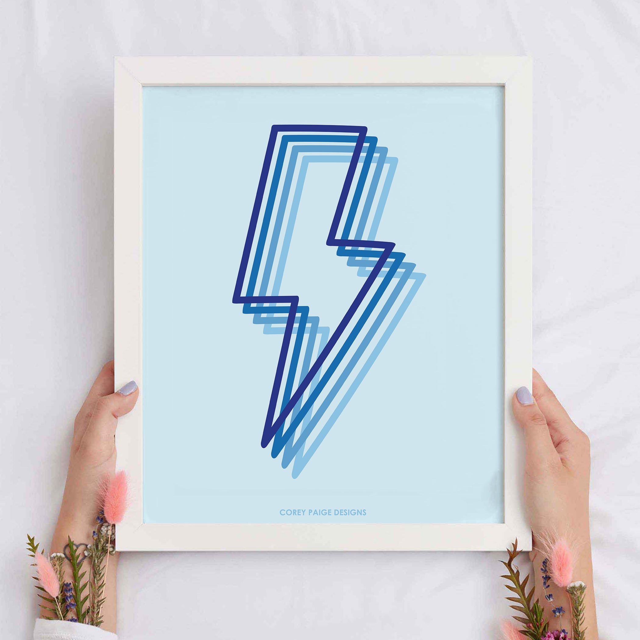 Shadowed Lightning Bolt Framed Print
