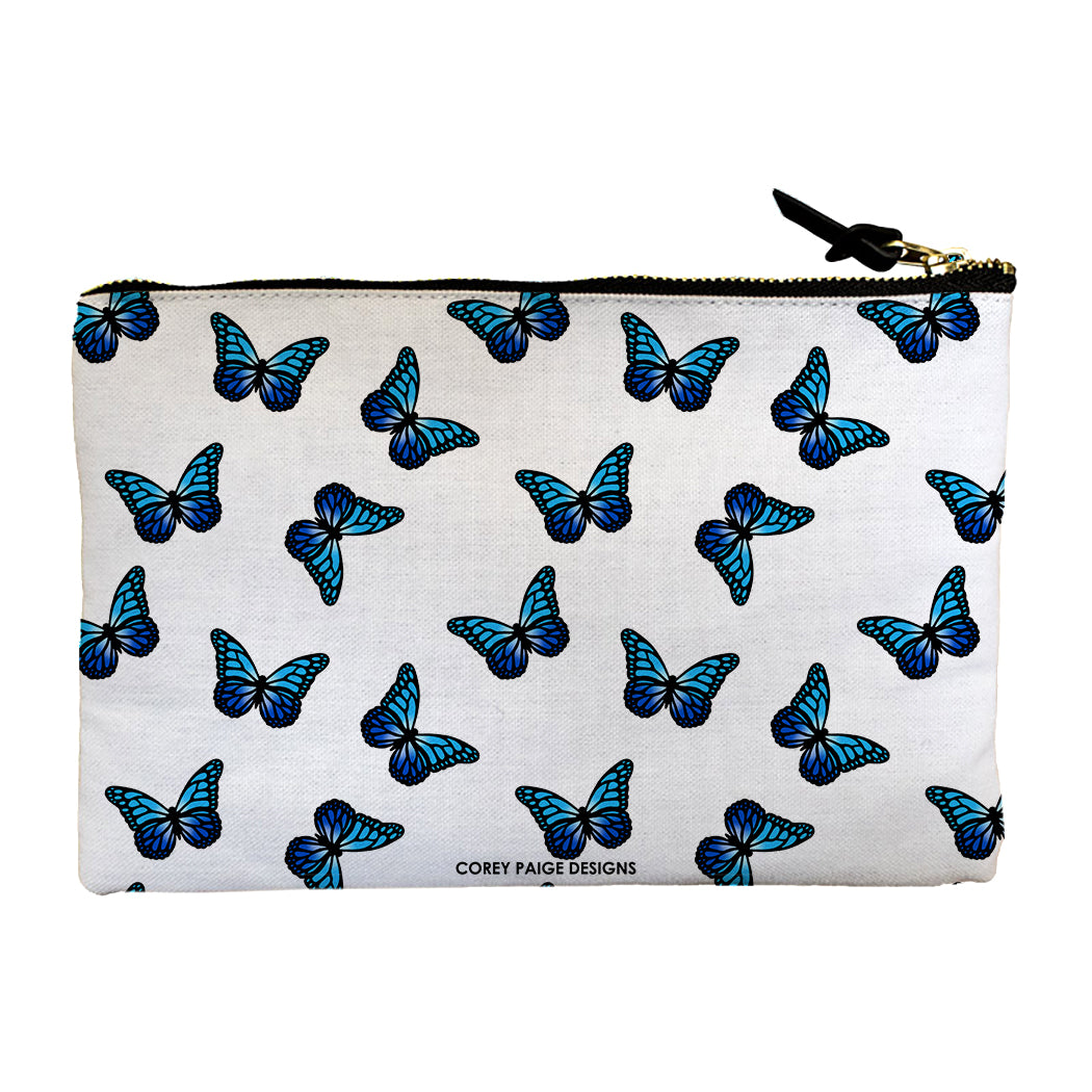 Blue Butterflies Accessory Pouch