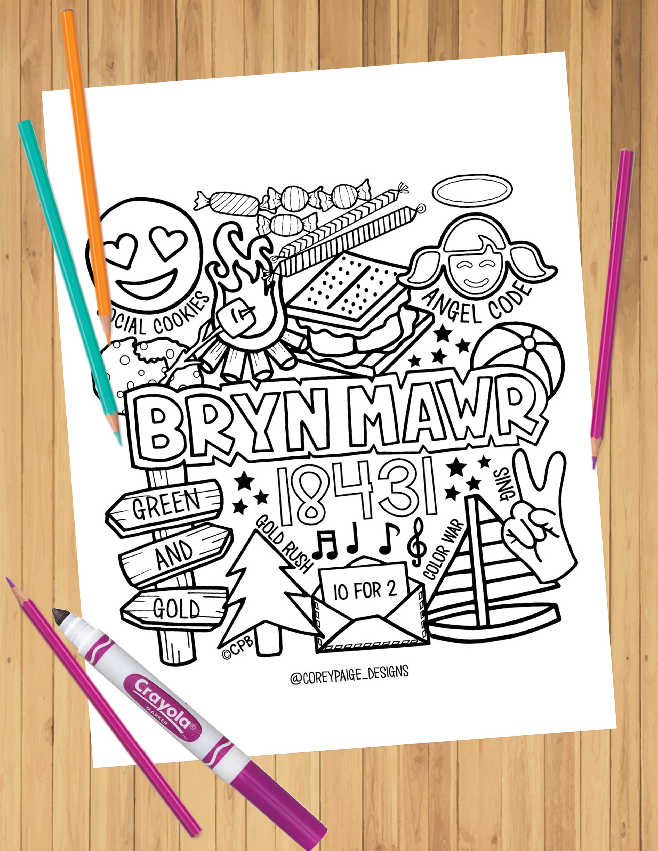 Camp Collage Coloring Sheets