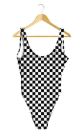 Load image into Gallery viewer, Black & White Checkered One-Piece
