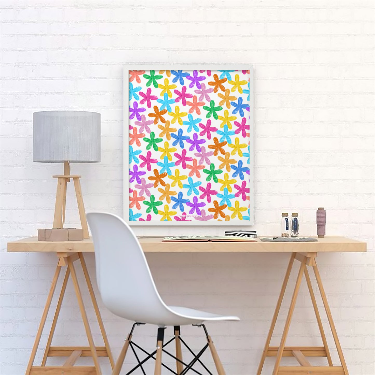 Colorful Painted Flowers Framed Print