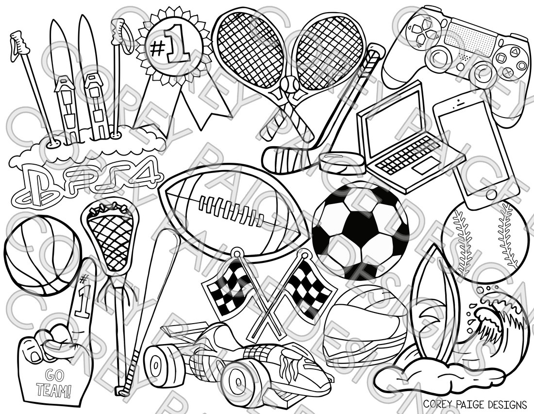 Sports Coloring Sheet – Coreypaigedesigns