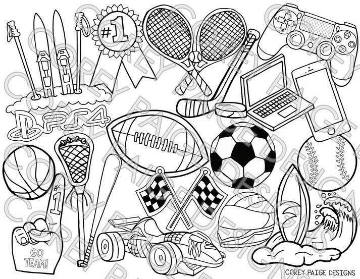 Sports Coloring Sheet – CoreyPaigeDesigns