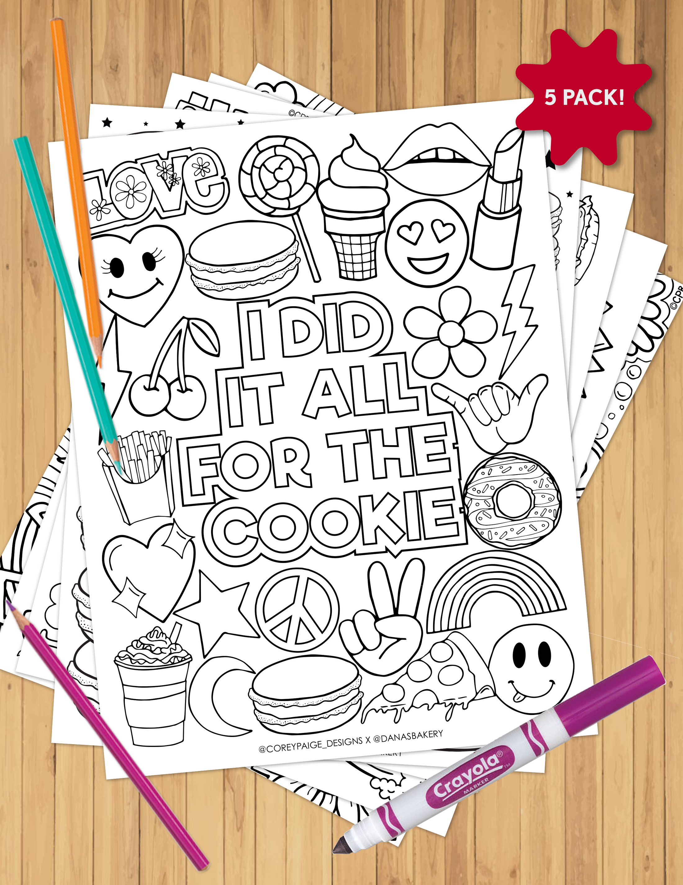 Corey Paige x Dana's Bakery Coloring Sheet Pack