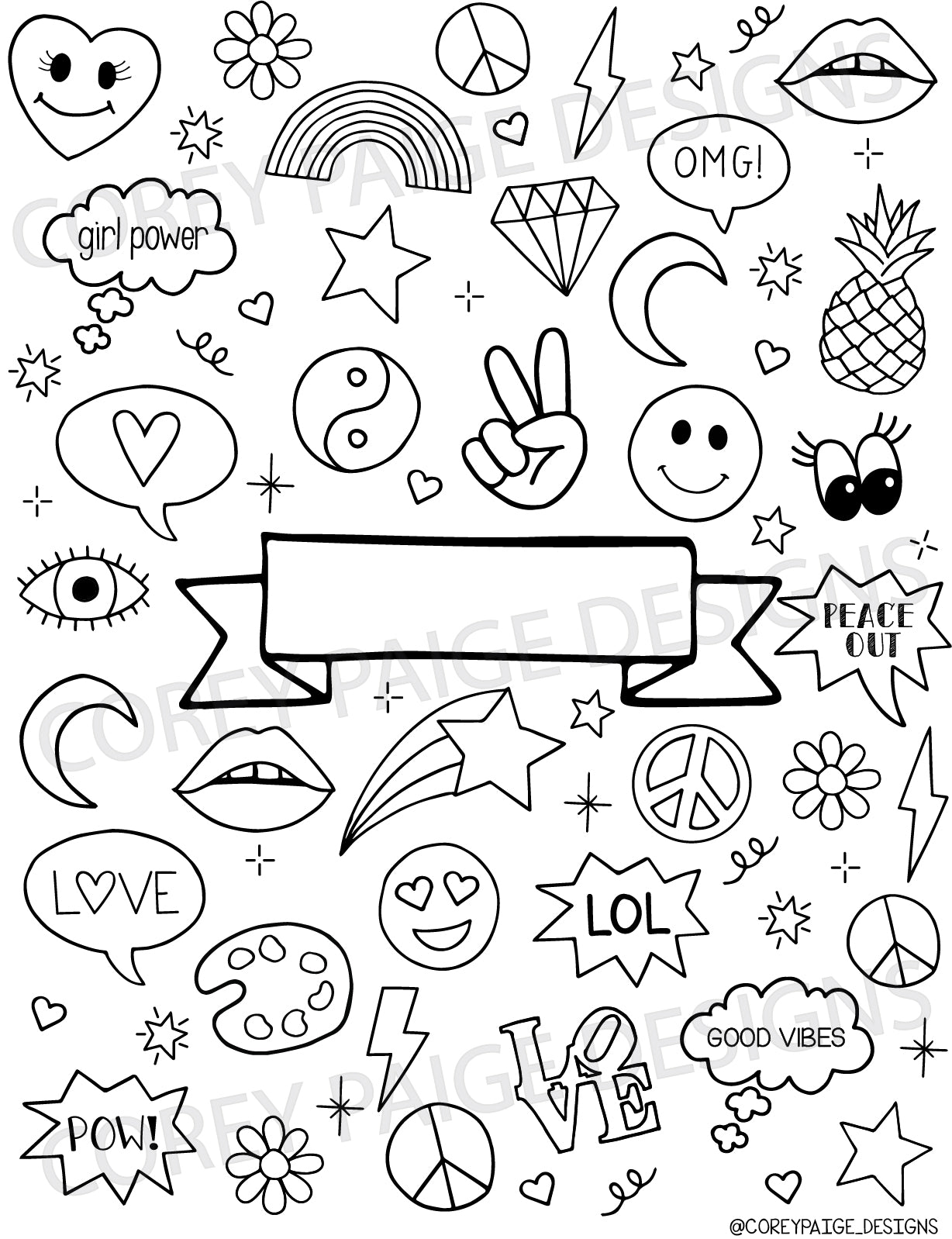 Good Vibes Coloring Sheet Pack