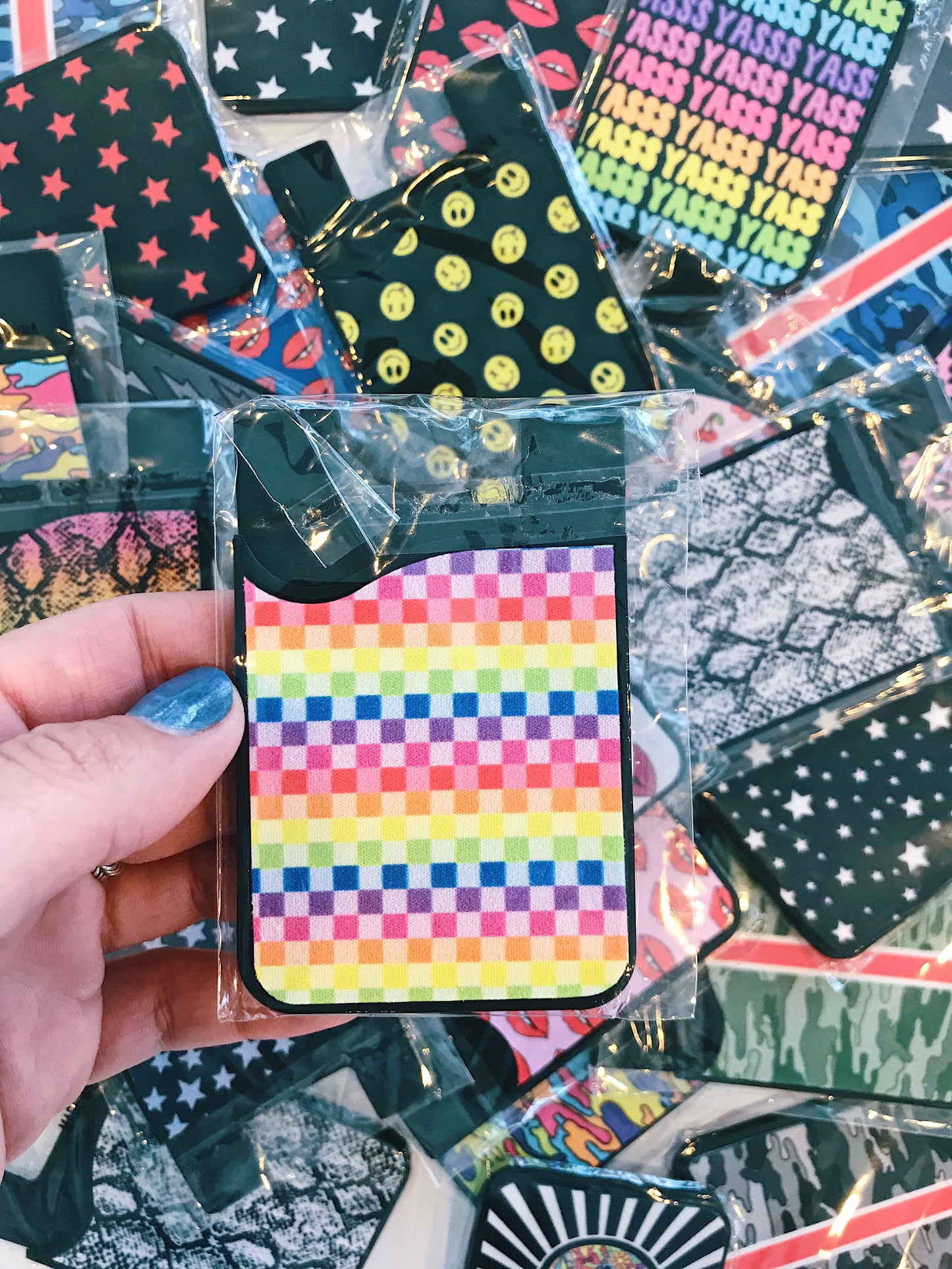 Rainbow Checkered Card Caddy