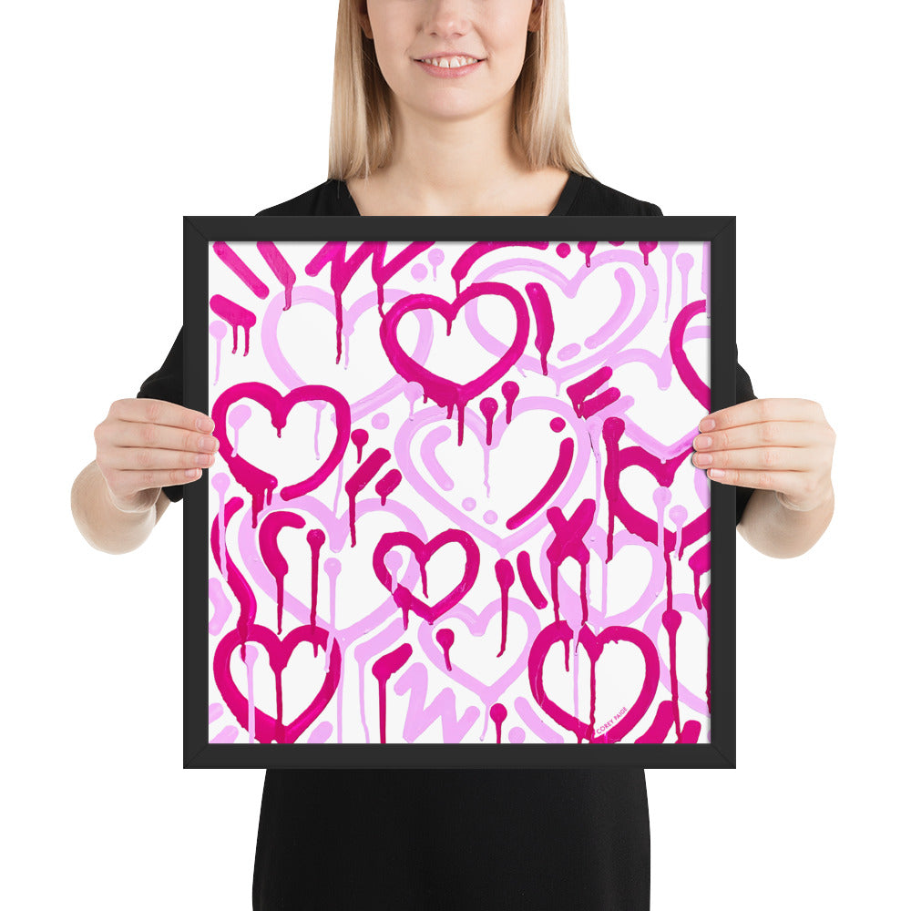 Pink & White Electric Love Framed Print