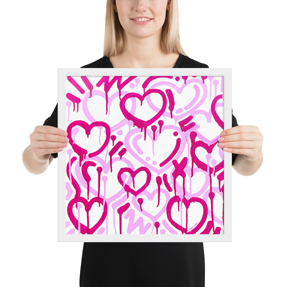 Pink & White Electric Love Framed Print