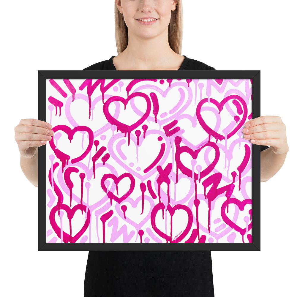 Pink & White Electric Love Framed Print
