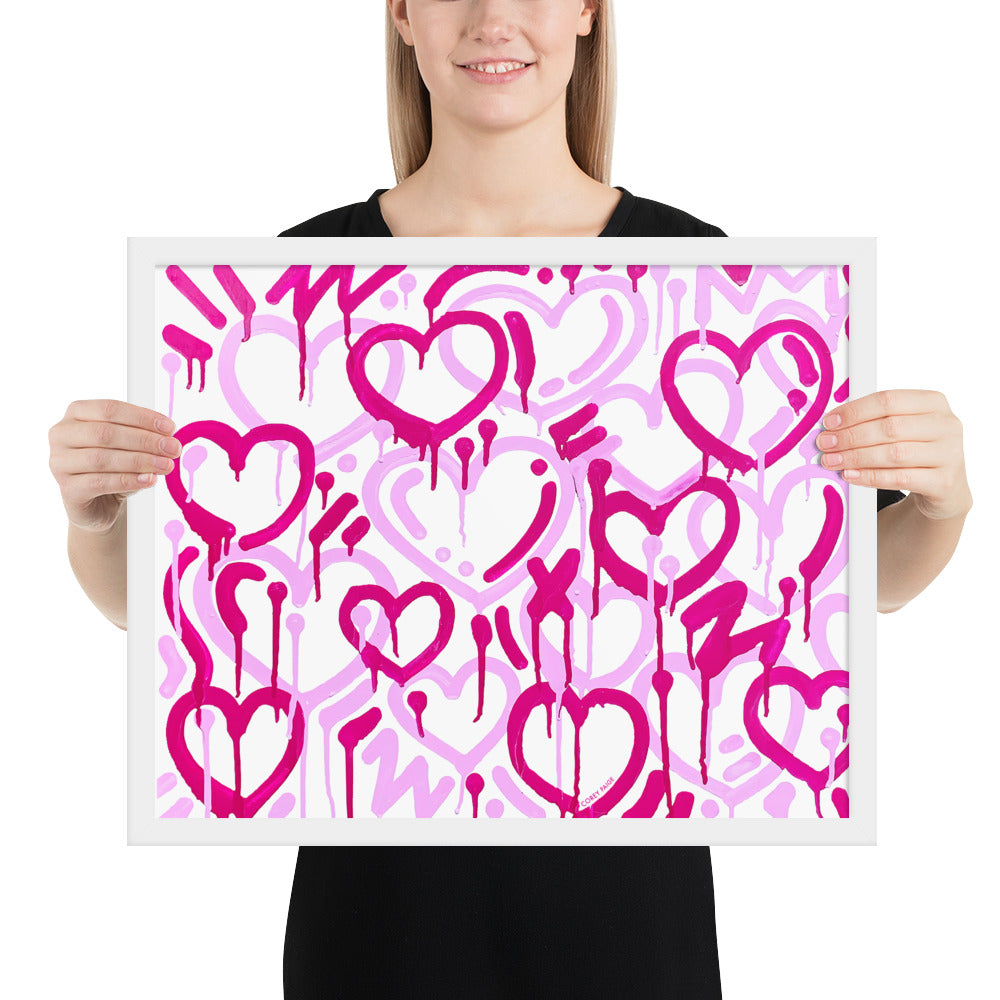 Pink & White Electric Love Framed Print