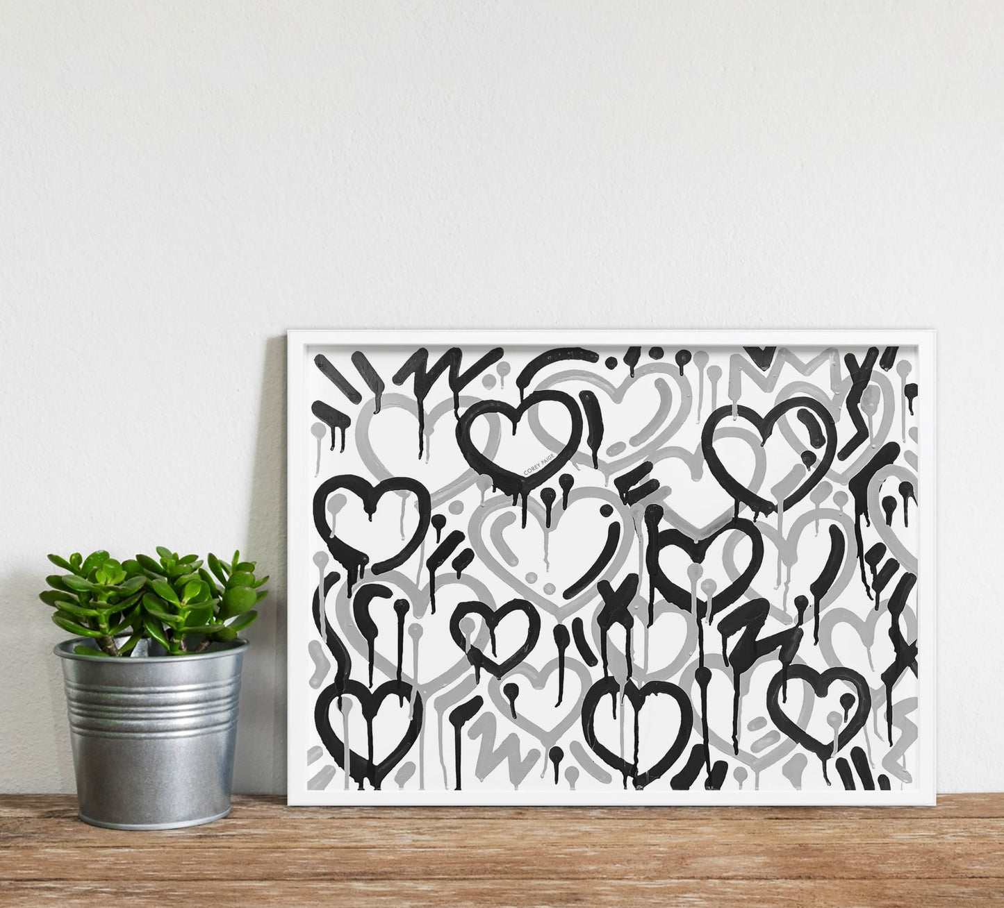 Black and Gray Electric Love Framed Print