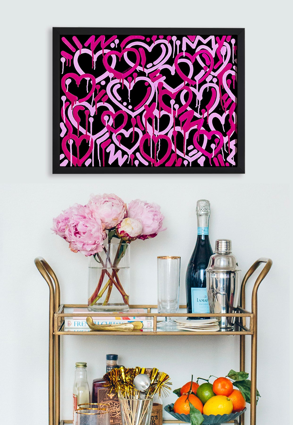 Pink & Black Electric Love Framed Print