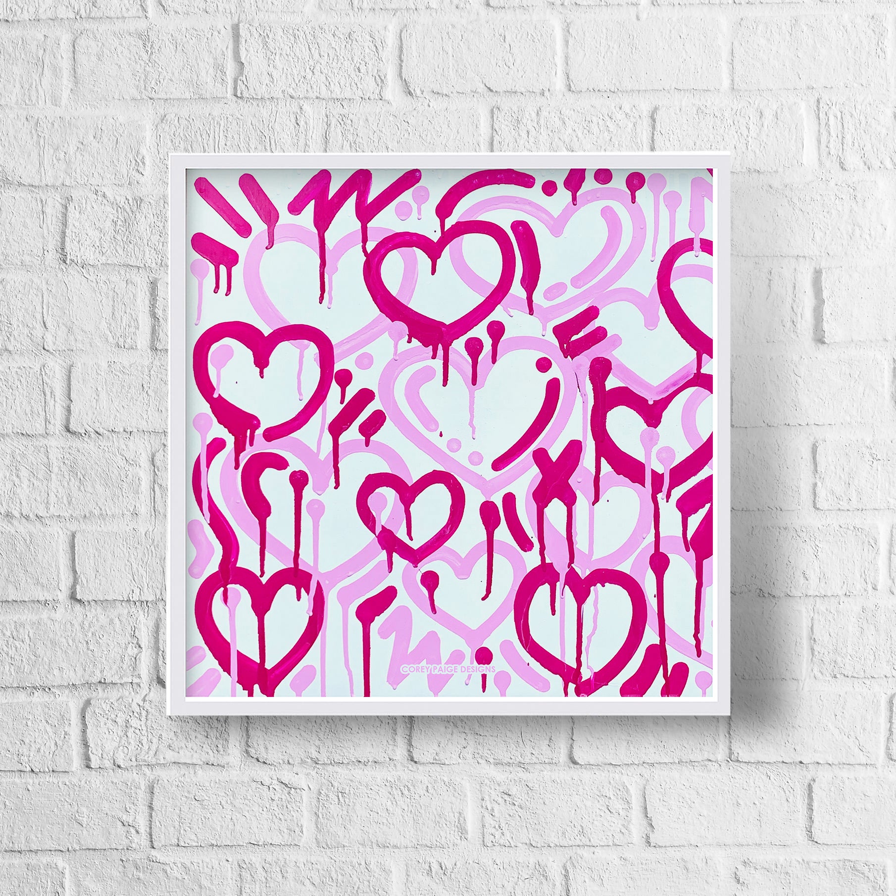 Pink & White Electric Love Framed Print