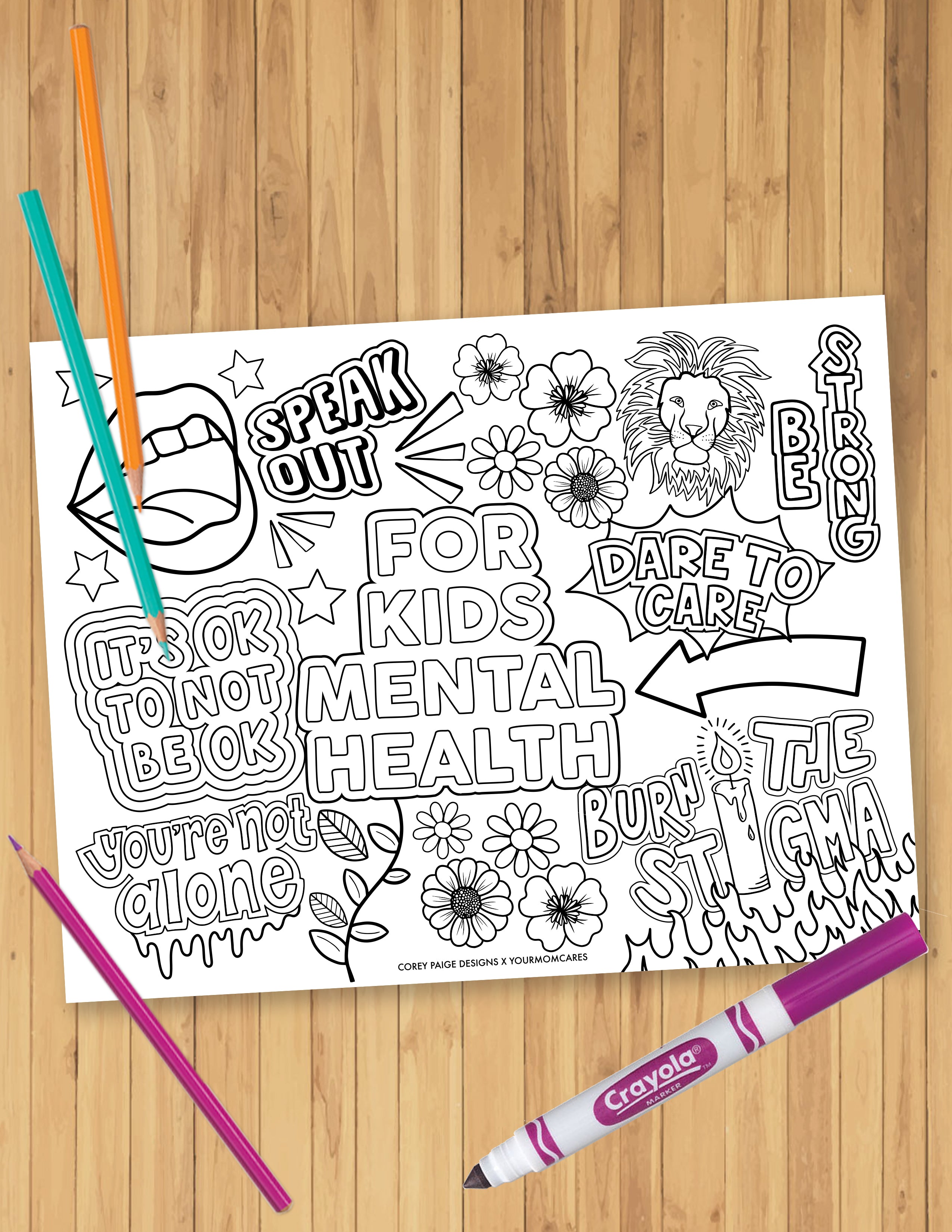 For Kids Mental Health Coloring Sheet