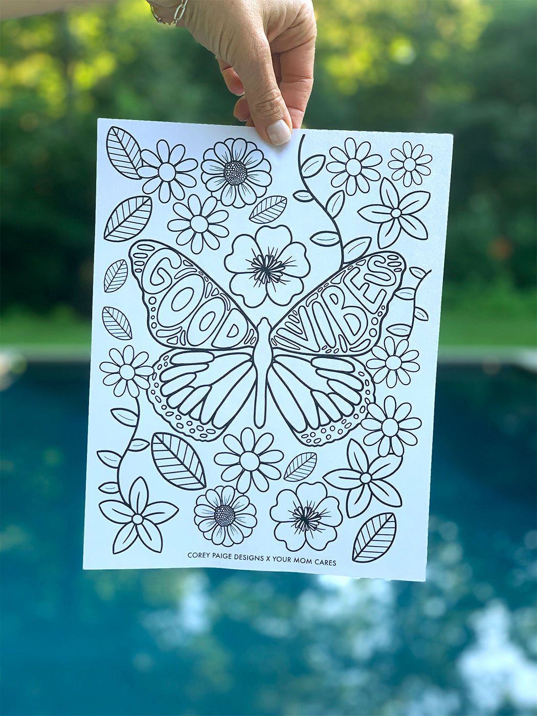 Good Vibes Butterfly Coloring Sheet
