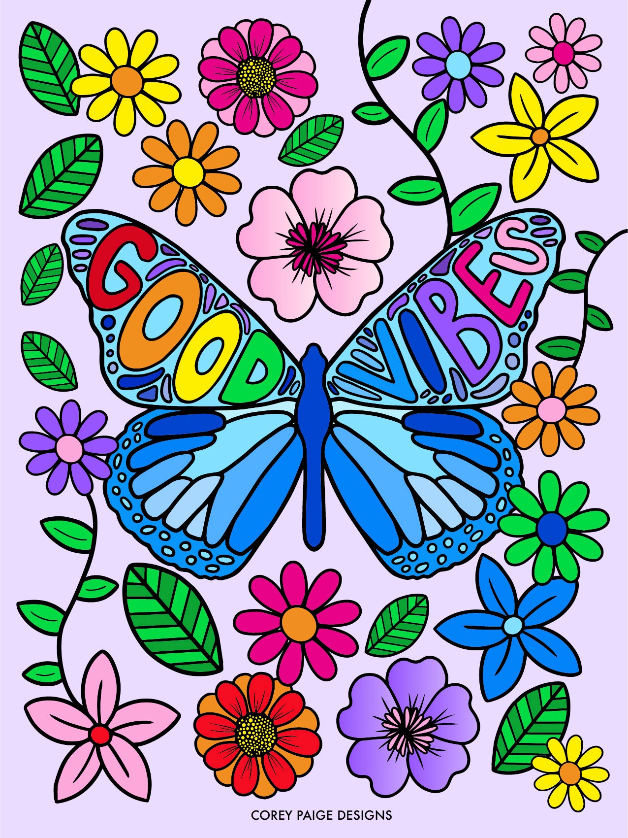 Good Vibes Butterfly Coloring Sheet