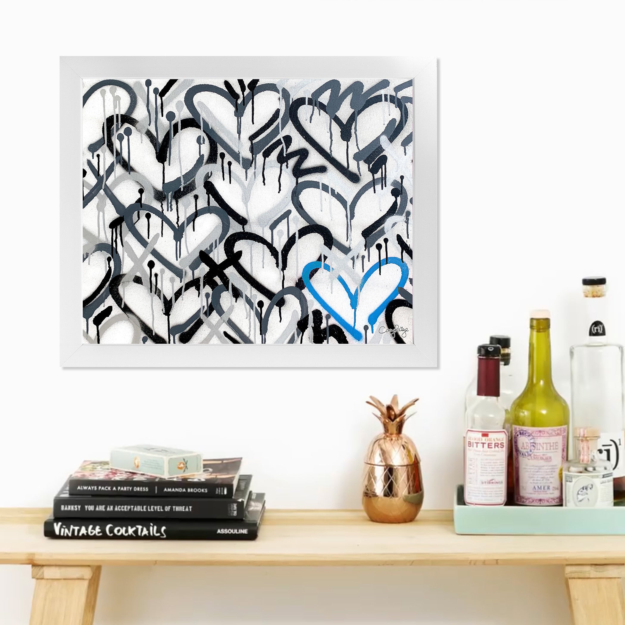 Gray Graffiti Accent Heart Framed Print