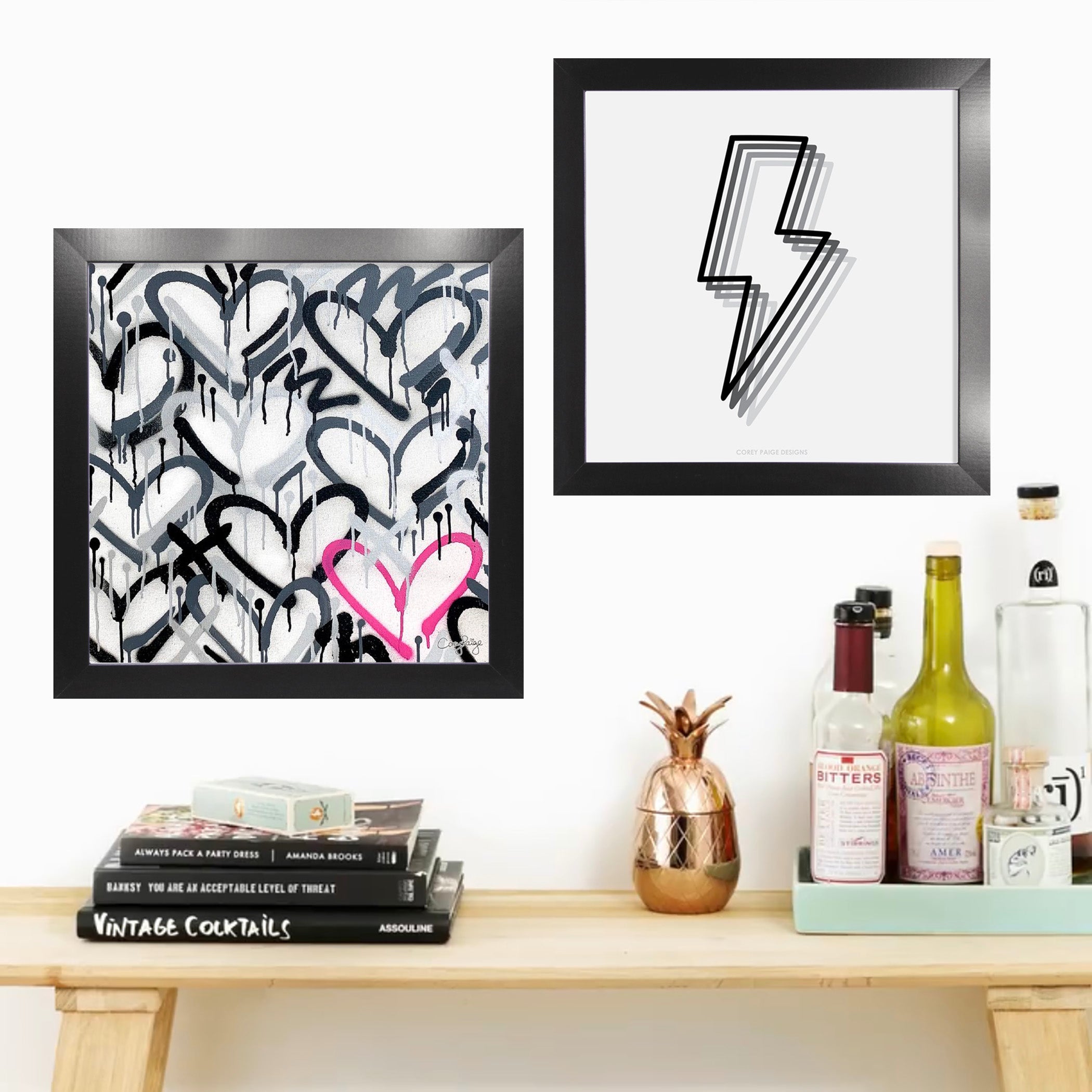 Gray Graffiti Accent Heart Framed Print