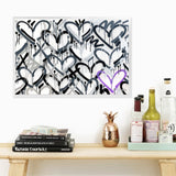 Gray Graffiti Accent Heart Framed Print