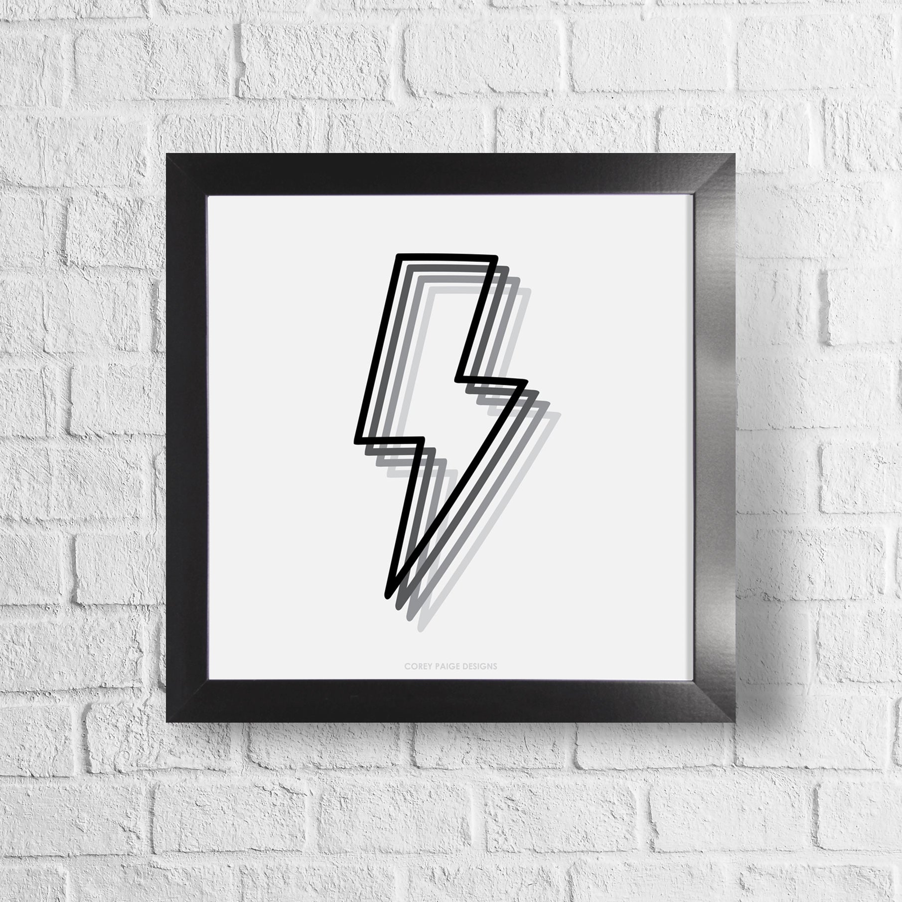 Shadowed Lightning Bolt Framed Print