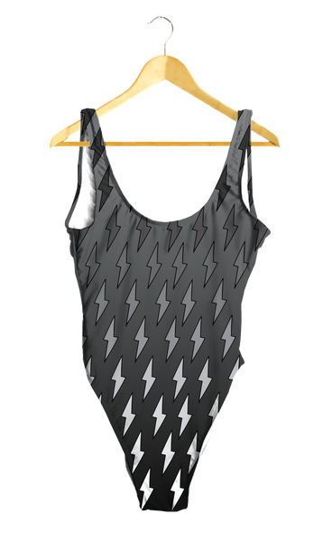 Gray Ombre Lightning Bolts One-Piece
