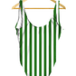 Green & White Striped One-Piece