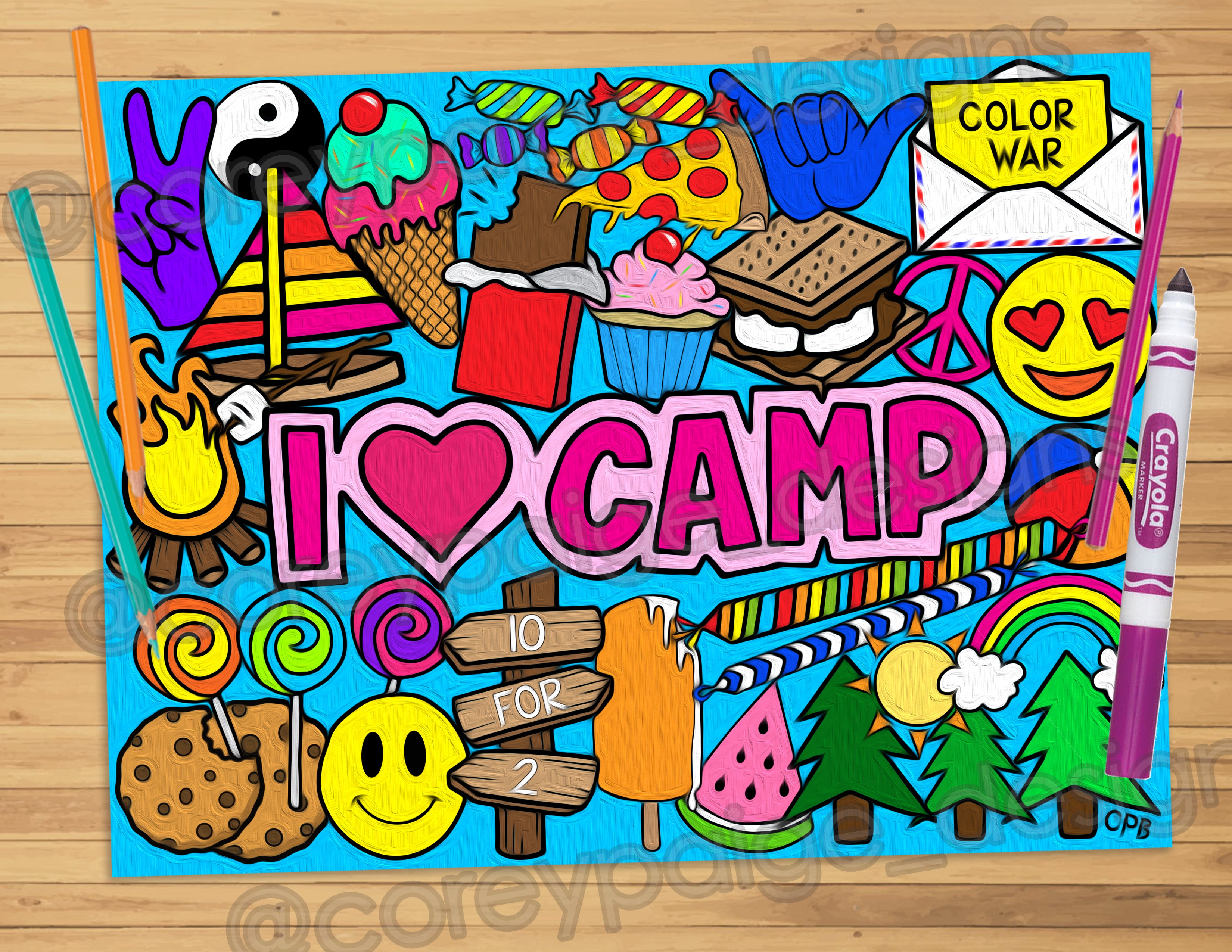 I Love Camp Coloring Sheet