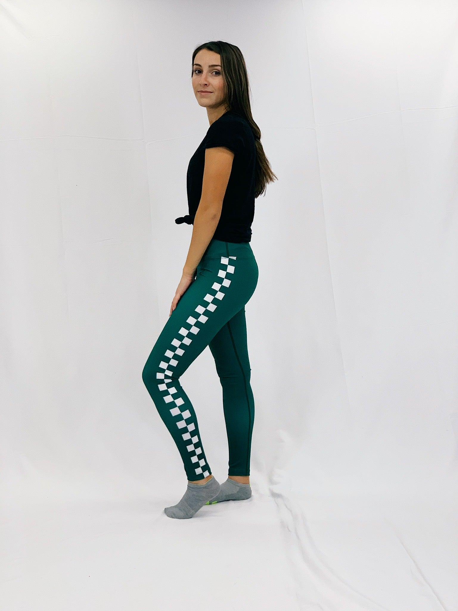 Green & White Side Seam Checkered Leggings – CoreyPaigeDesigns