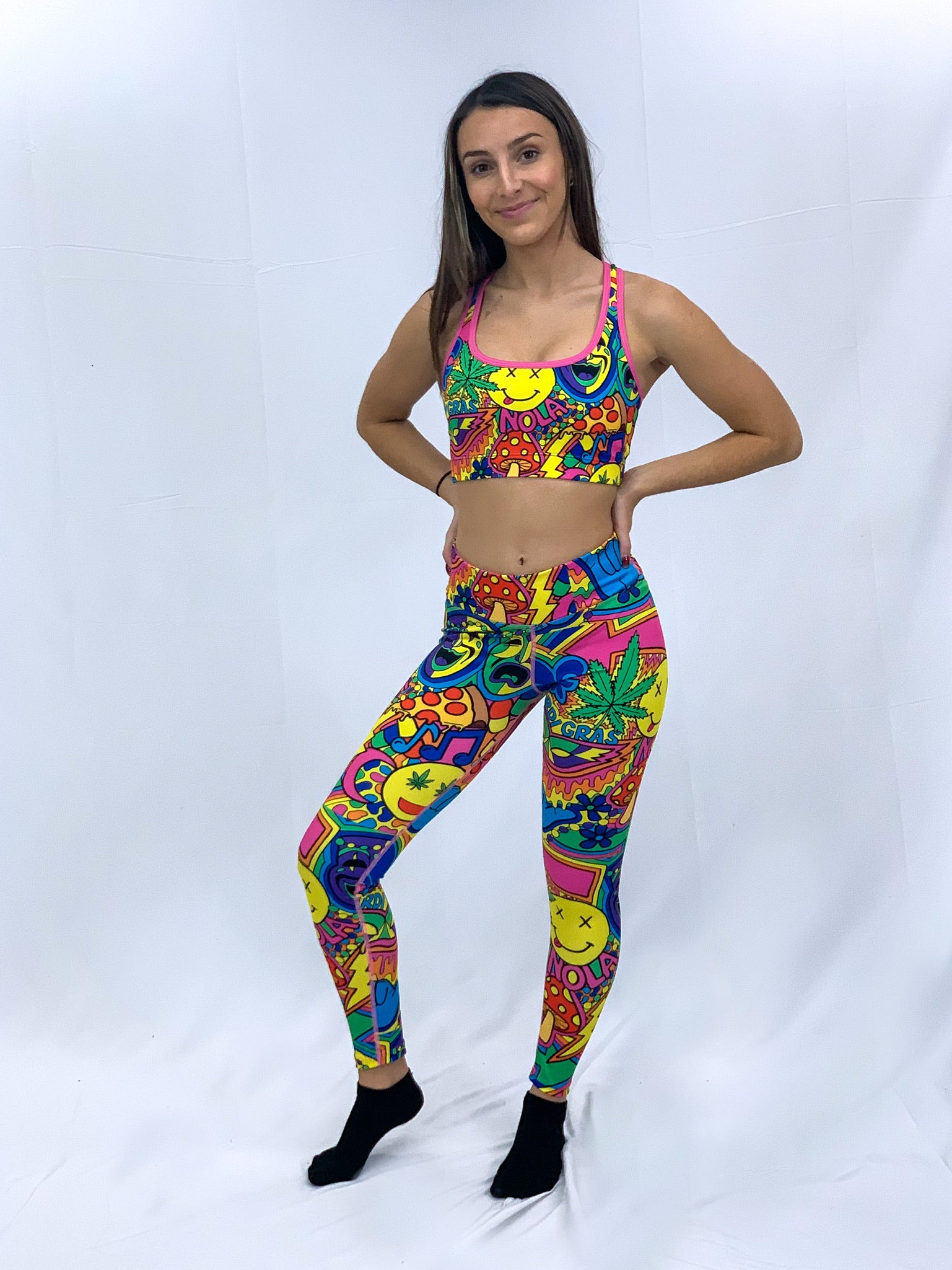 Mardi Gras Collage Sports Bra