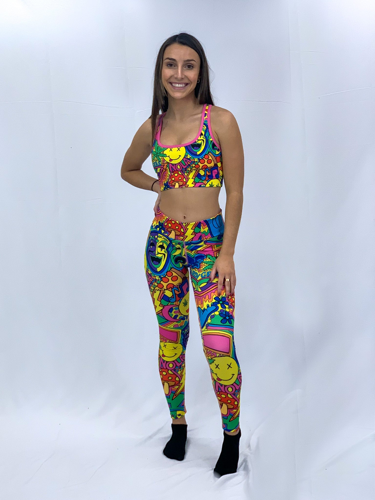 Mardi Gras Collage Sports Bra