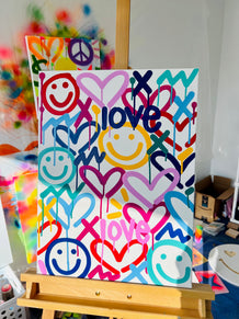 Drippy Hearts, Happy Faces, Love Painting
