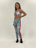 Beachy Camo Double Red Stripe Leggings