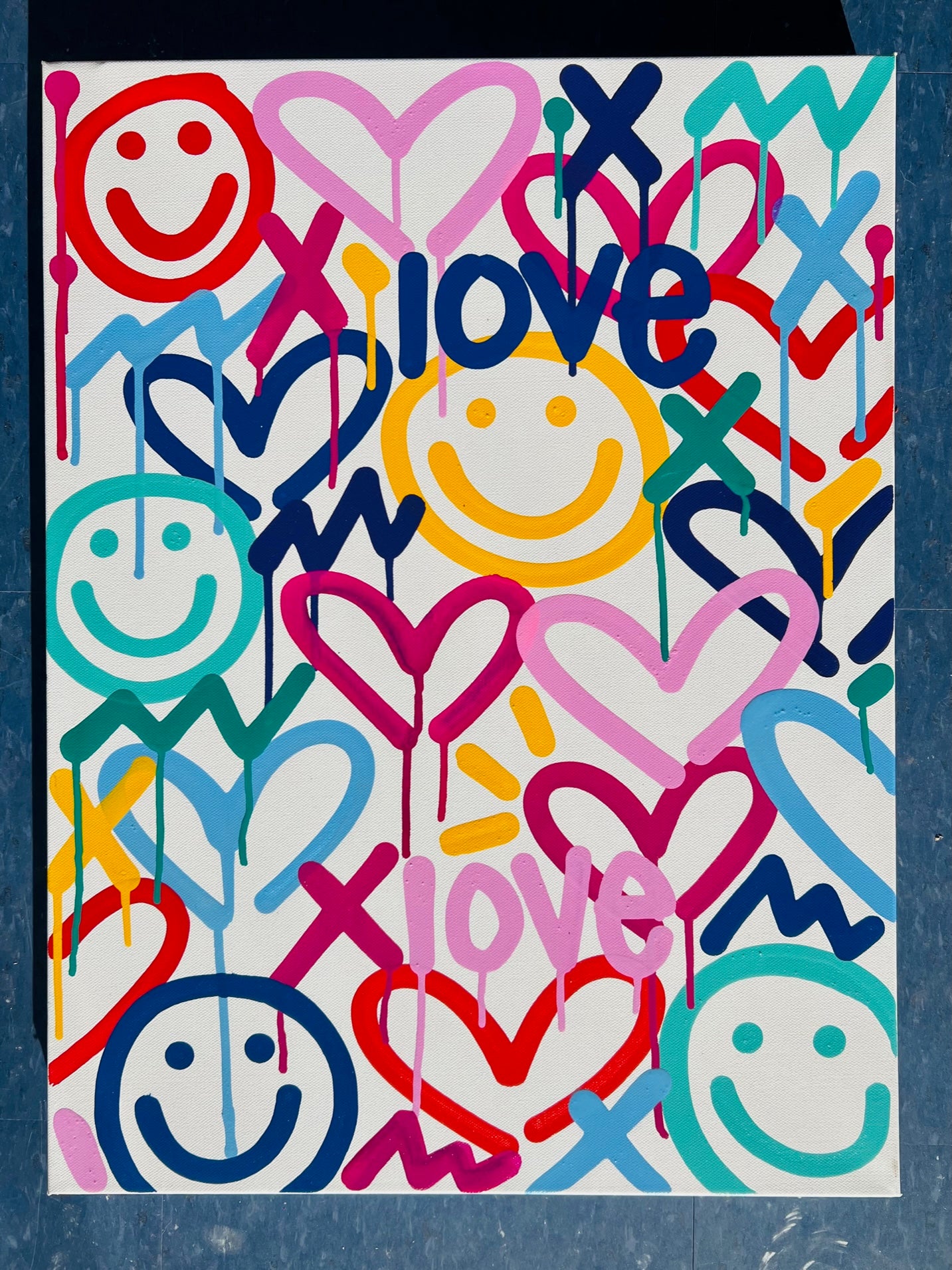 Drippy Hearts, Happy Faces, Love Painting