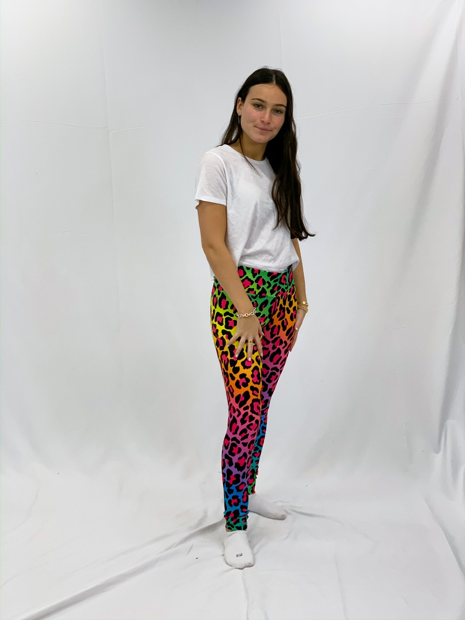 Rainbow Leggings Women, Rainbow Leopard Leggings